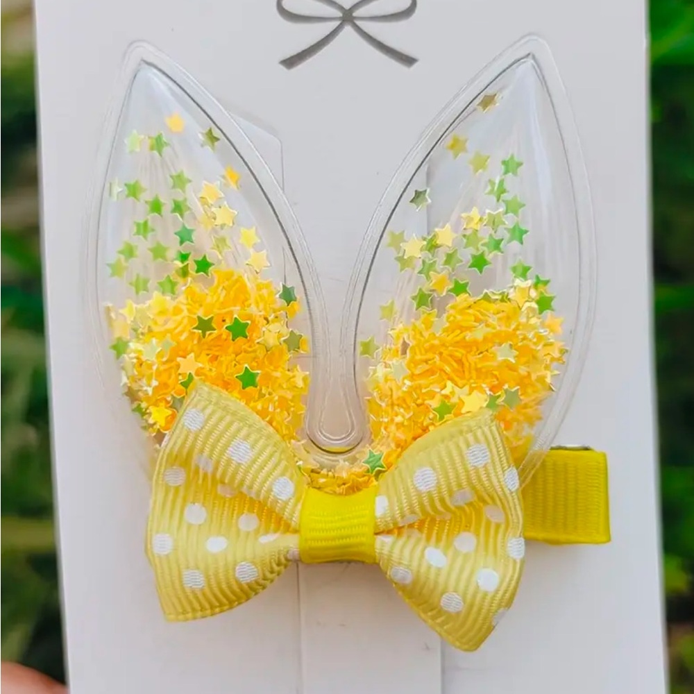Yellow Sequined Rabbit Ears Hair Clip